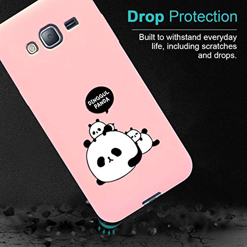 ZhuoFan Funda Samsung Galaxy J3 2016, Cárcasa Silicona Rosa con Dibujos Diseño Suave Gel TPU Antigolpes de Protector Piel Case Cover Bumper Fundas para Movil Samsung GalaxyJ3, 3 Panda