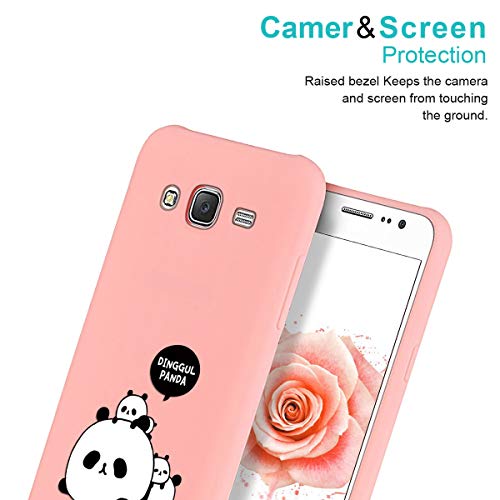 ZhuoFan Funda Samsung Galaxy J3 2016, Cárcasa Silicona Rosa con Dibujos Diseño Suave Gel TPU Antigolpes de Protector Piel Case Cover Bumper Fundas para Movil Samsung GalaxyJ3, 3 Panda