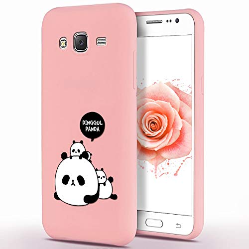 ZhuoFan Funda Samsung Galaxy J3 2016, Cárcasa Silicona Rosa con Dibujos Diseño Suave Gel TPU Antigolpes de Protector Piel Case Cover Bumper Fundas para Movil Samsung GalaxyJ3, 3 Panda