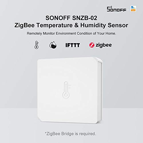 ZigBee Mini Sensor De Temperatura y Humedad SONOFF SNZB-02, Sensor Temperatura y Humedad para Comprobar El Clima De La Habitación, Higrómetro Termómetro Interior con Alerta, SONOFF ZBBridge Requerido