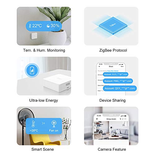 ZigBee Mini Sensor De Temperatura y Humedad SONOFF SNZB-02, Sensor Temperatura y Humedad para Comprobar El Clima De La Habitación, Higrómetro Termómetro Interior con Alerta, SONOFF ZBBridge Requerido