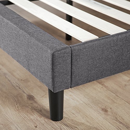 Zinus Bastidor para cama de plataforma tapizado esencial Curtis, Sin necesidad de usar un somier, Sólido soporte de listones de madera, Fácil montaje, Sin cabecero, 150 x 190 cm