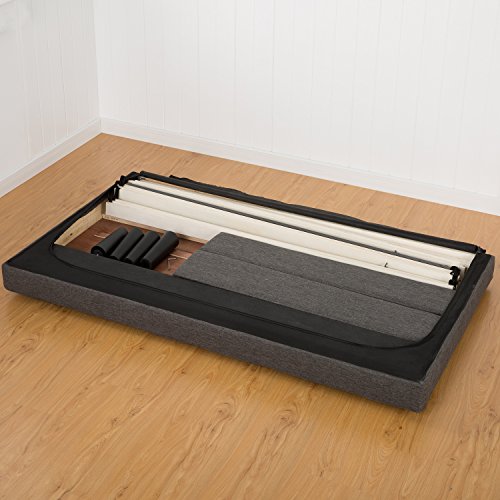 Zinus Cama de plataforma con tapizado cuadrado Lottie, Camas de Plataforma, Sin necesidad de usar un somier, Sólido soporte de listones de madera, Fácil montaje, 90 x 190 cm