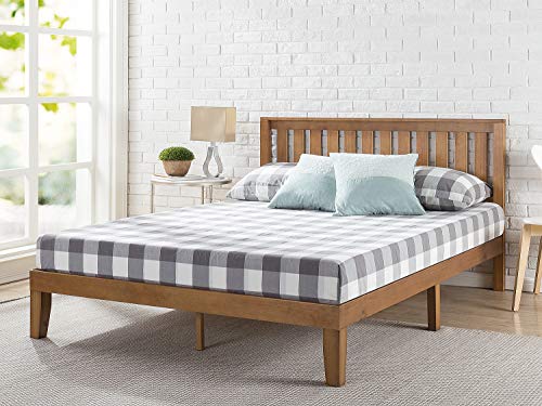 Zinus Cama de plataforma de madera con cabecero Alexia de 30,5 cm, Base para colchón, Sin necesidad de usar un somier, Sólido soporte de listones de madera, Fácil montaje, 90 x 190 cm