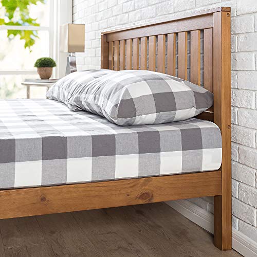 Zinus Cama de plataforma de madera con cabecero Alexia de 30,5 cm, Base para colchón, Sin necesidad de usar un somier, Sólido soporte de listones de madera, Fácil montaje, 90 x 190 cm