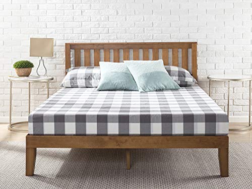 Zinus Cama de plataforma de madera con cabecero Alexia de 30,5 cm, Base para colchón, Sin necesidad de usar un somier, Sólido soporte de listones de madera, Fácil montaje, 90 x 190 cm