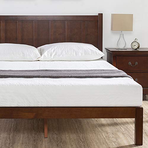 Zinus Cama de plataforma de madera de estilo rústico con cabecero Adrian, Camas de Plataforma, Sin necesidad de usar un somier, Sólido soporte de listones de madera, Fácil montaje, 150 x 200 cm