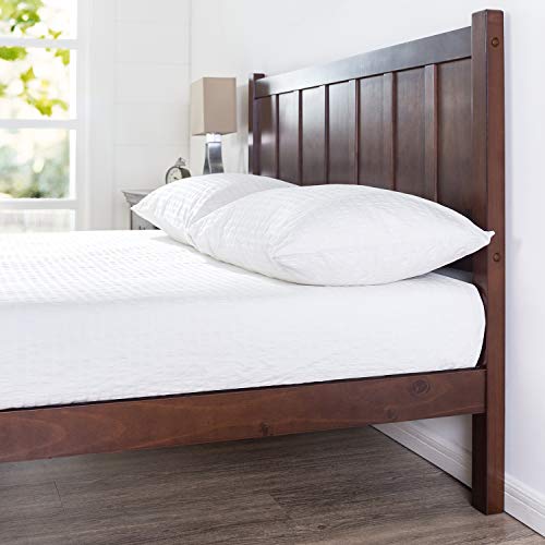 Zinus Cama de plataforma de madera de estilo rústico con cabecero Adrian, Camas de Plataforma, Sin necesidad de usar un somier, Sólido soporte de listones de madera, Fácil montaje, 150 x 200 cm