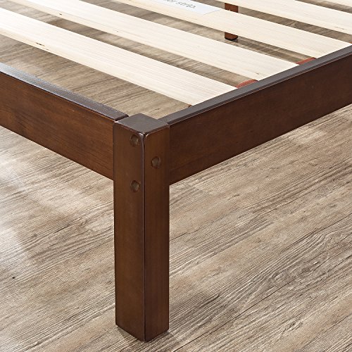 Zinus Cama de plataforma de madera de estilo rústico con cabecero Adrian, Camas de Plataforma, Sin necesidad de usar un somier, Sólido soporte de listones de madera, Fácil montaje, 150 x 200 cm