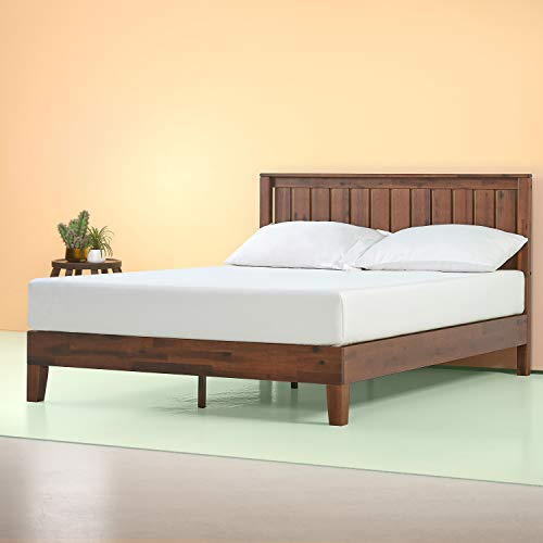 Zinus Cama de plataforma de madera de lujo con cabecero Vivek de 30,5 cm, Camas de Plataforma, Sin necesidad de usar un somier, Sólido soporte de listones de madera, Fácil montaje, 90 x 190 cm