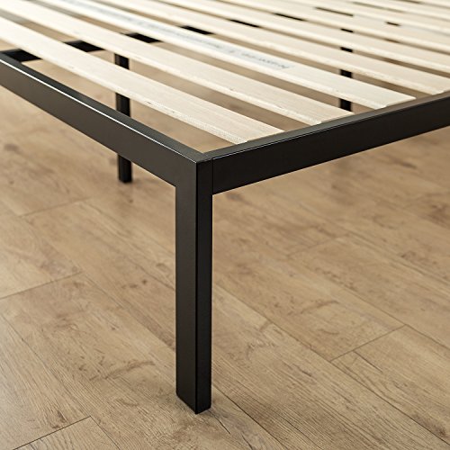 Zinus Cama de plataforma de madera y metal con listones de madera de pino Paul , Base para colchón, Sin necesidad de usar un somier, Sólido soporte de listones de madera, Fácil montaje, 135 x 190 cm