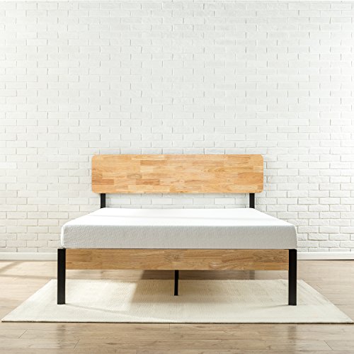 Zinus Cama de plataforma de madera y metal con soporte de listones de madera Olivia Tuscan, Base para colchón, Sin necesidad de usar un somier, Cama en caja, Fácil montaje, 150 x 200 cm