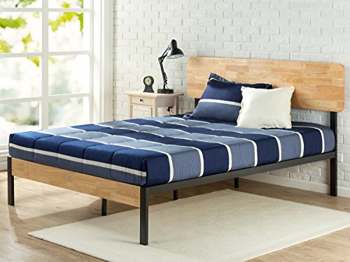 Zinus Cama de plataforma de madera y metal con soporte de listones de madera Olivia Tuscan, Base para colchón, Sin necesidad de usar un somier, Cama en caja, Fácil montaje, 150 x 200 cm