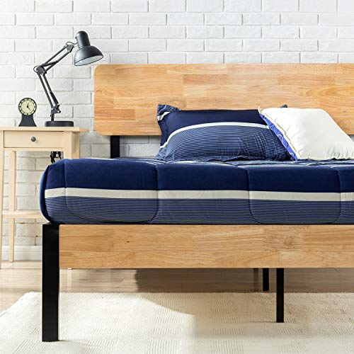 Zinus Cama de plataforma de madera y metal con soporte de listones de madera Olivia Tuscan, Base para colchón, Sin necesidad de usar un somier, Cama en caja, Fácil montaje, 150 x 200 cm