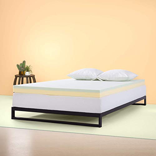 Zinus Topper Colchón de Espuma con té verde de 7,6 cm, Topper Viscoelástica con Alivio de la Presión, Espuma con certificación CertiPUR-US, Cubierta en caja, 150 x 190 cm