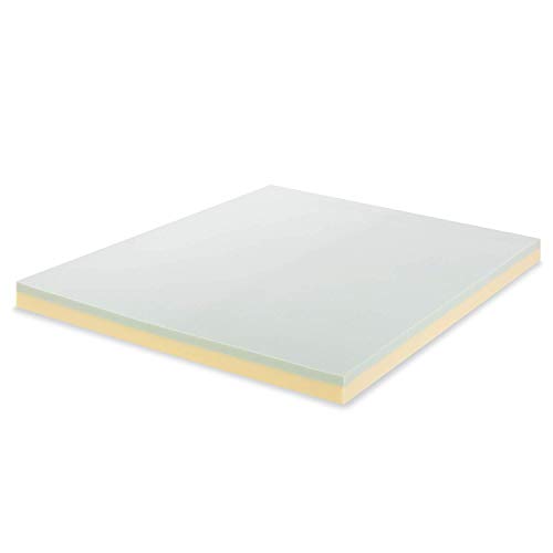 Zinus Topper Colchón de Espuma con té verde de 7,6 cm, Topper Viscoelástica con Alivio de la Presión, Espuma con certificación CertiPUR-US, Cubierta en caja, 150 x 190 cm