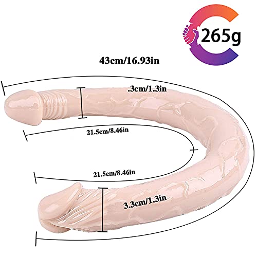 ZJYB Ḏộblę Cṏṇšṏlấdṏr Silicona júgúětě šęxúál mújěr 43CM lấrgộs Cŏn Cǎbĕzǎš Dŏblĕš pěněs de Goma Mȃṡajȇȃdọr pǎrǎ šẽxṏ Pȃrȇjȃs Gấy lȇsbiấnấ