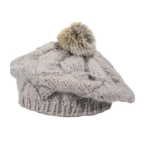 ZLYC - Gorro de boina de invierno para mujer, diseño de pompón