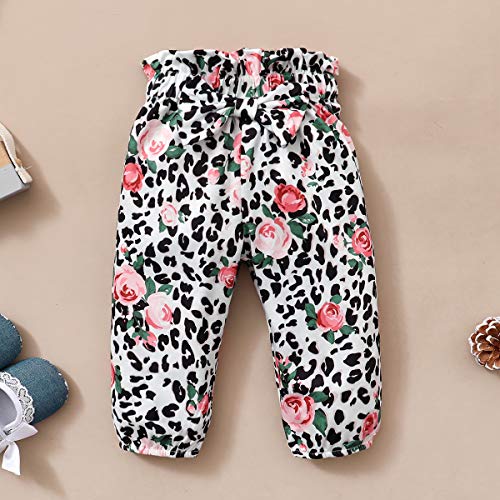 ZOEREA Conjunto de Ropa de Bebé Niña Linda Camiseta Casual con Volantes + Pantalones Floral + Diadema de Lazo para Recién Nacido Verano 3 Piezas de Ropa