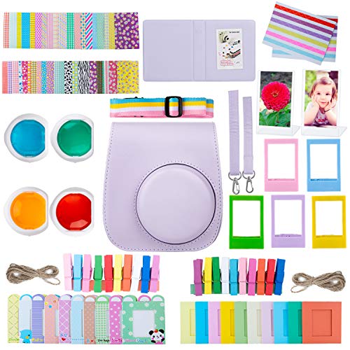 ZWOOS 10 en 1 Accesorios Compatible con Instax Mini 11, Incluida Funda para cámara, álbum y Otros Artículos para Recopilar y Mostrar Fotos (Lilac Purple)