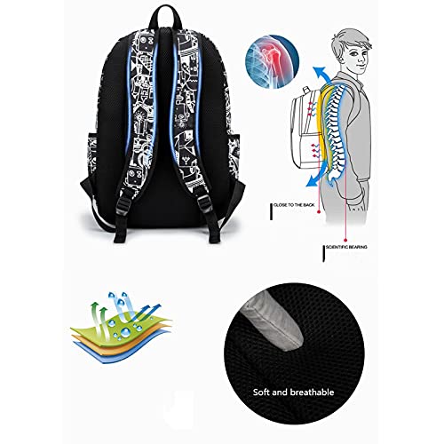 ZWRY Mochila infantil Mochila escolar de impresión Mochila ortopédica de gran capacidad para niños Mochilas para portátiles Mochilas escolares de nailon para adolescentes azul fútbol