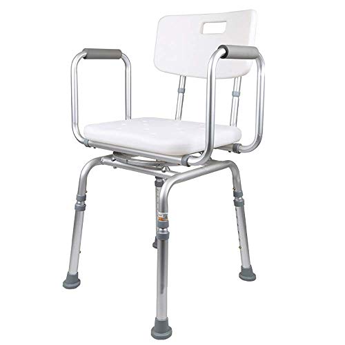 ZXWAN Silla De Ducha 360º Giratoria BañEra Silla Ajustable En Altura Silla De Ducha Reposabrazos para Asiento Giratorio para Ancianos Personas Mayores