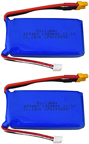 ZYGY 2PCS 11,1V 1300mah batería de Litio de Cabeza XT30 para batería de avión de ala Fija con Control Remoto Wltoys XK X450