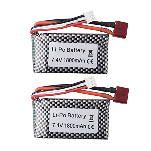 ZYGY 2PCS 7,4V 1800mah T-Head batería de Litio de Alta Velocidad para WLTOYS A959-B A969-B A979-B K929-B 144001 RC batería de Repuesto para vehículos Todoterreno de Alta Velocidad