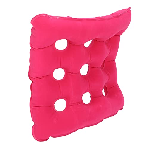 01 02 015 Cojín de Asiento de Aire, Cojín de Asiento Inflable de Aire Alivio de la Presión Cómodo en Forma Cuadrada con Orificios para Silla para Silla de Ruedas(Cojín Cuadrado Rosa Rojo)