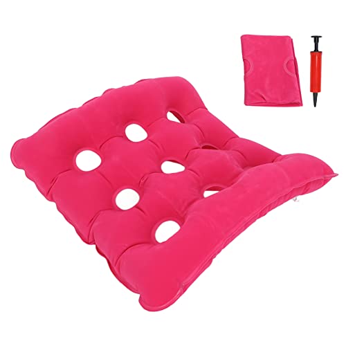 01 02 015 Cojín Inflable para Silla, Cojín para Asiento de Aire, de Forma Cuadrada, Cómodo, Grueso, Alivio de Presión para Silla para Silla de Ruedas(Cojín Cuadrado Rosa Rojo)