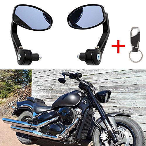 1 Par Espejos laterales universales de la motocicleta Espejo retrovisor de la manilla trasera 7/8 22MM Espejos retrovisores negros giratorios de aluminio