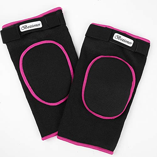 1 Par Rodilleras Deportivas de Esponja Apoyo de la Rodilla Unisex para Crossfit Voleibol Bicicleta Baloncesto Rosa S