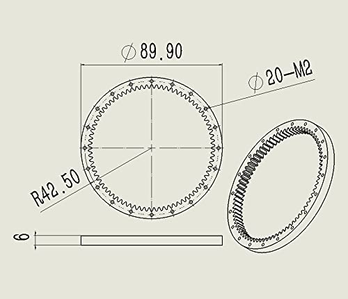 1 PC M1 78T Modelo de Excavadora hidráulica Engranaje de Anillo rotatorio/Soporte de Manga Pesada/Tabla rotativa de grúa Engranaje Interno (tamaño : 89.9MM)