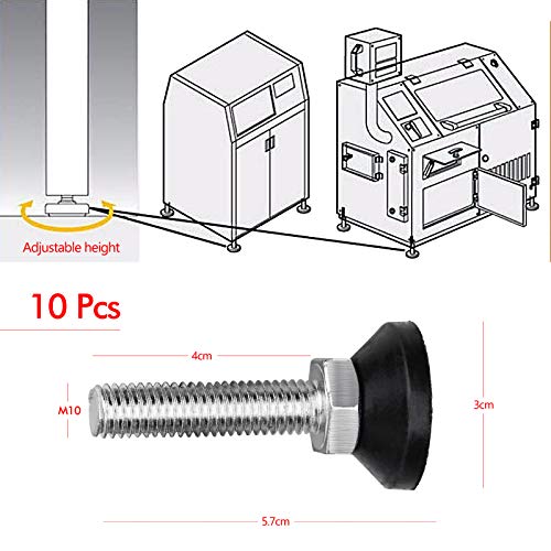 10 Piezas Patas Ajustables Regulables para Muebles M10x40mm, Nivelador de Muebles Pies Ajustable Niveladores Base de Goma para Sillas de Mesa - Capacidad de Carga: Hasta 150 kg