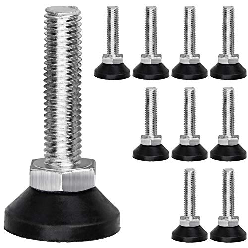 10 Piezas Patas Ajustables Regulables para Muebles M10x40mm, Nivelador de Muebles Pies Ajustable Niveladores Base de Goma para Sillas de Mesa - Capacidad de Carga: Hasta 150 kg