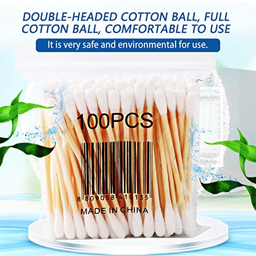 100 Bolsa Suave Palillo De Madera Doble Cabeza Hisopo De Algodón Sanitario Palillo De Belleza De Maquillaje Palillo De Hisopo De Algodón