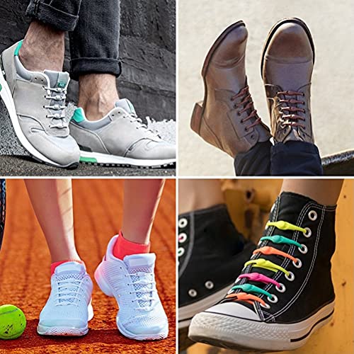 12 Pcs Cordones de Zapatos para Niños y Adultos Cordones Elásticos Silicona para Corredores,Sin Ataduras,Cordones de Silicona Impermeables, Fácil de limpiar,Soporte de Elástico,para Zapatos Deportivos