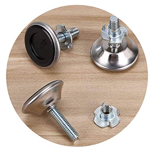 12 pies niveladores para muebles, topes de pie de mesa ajustables con vástago roscado, pies niveladores para muebles atornillados, altura ajustable con base inclinable, M6 x 40 x 25 mm）