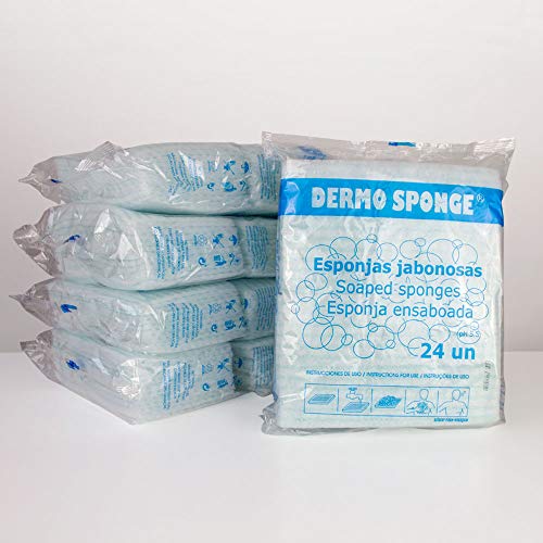 120 Esponjas jabonosas desechables, para adultos, niños y bebés, de napa, para pieles sensibles, 5 Packs de 24 esponjas, 120 unidades, Esponjas de baño con jabón para aseo personal e higiene