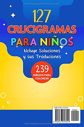 127 crucigramas para niños con 508 palabras y 239 dibujos para colorear, crucigramas faciles en español, letra grande