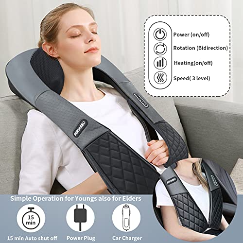 16 Nodes - Masajeador Shiatsu para cuello y hombros en forma de U - Masajeador de cuerpo completo - Masajeador de espalda y cuello - Masajeador portátil para oficina, hogar y coche