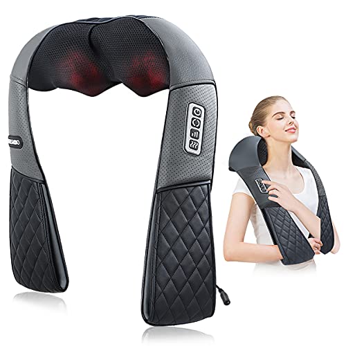 16 Nodes - Masajeador Shiatsu para cuello y hombros en forma de U - Masajeador de cuerpo completo - Masajeador de espalda y cuello - Masajeador portátil para oficina, hogar y coche