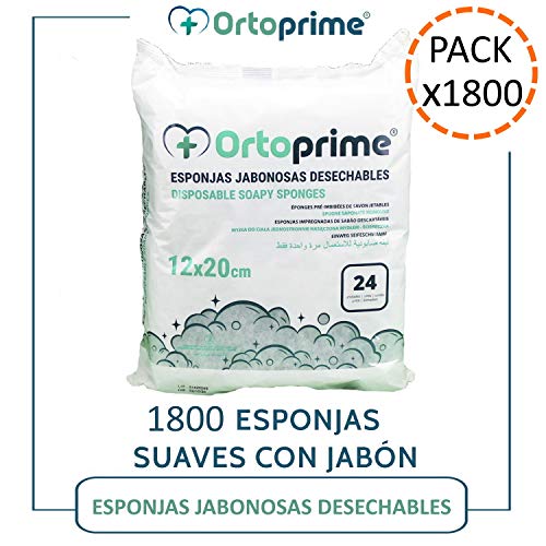 1800 Esponjas Jabonosas Desechables bebes, niños y adultos - Caja 1800 Unidades - Esponja Bebe Piel Sensible - Jabón ph neutro - 24 Esponjas x 75 Paquetes - Annote