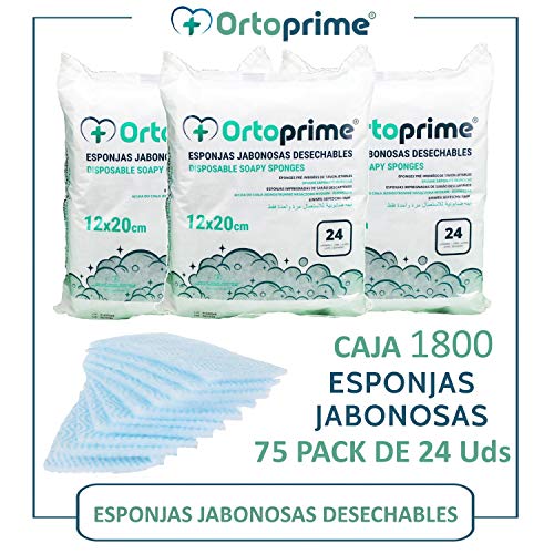 1800 Esponjas Jabonosas Desechables bebes, niños y adultos - Caja 1800 Unidades - Esponja Bebe Piel Sensible - Jabón ph neutro - 24 Esponjas x 75 Paquetes - Annote