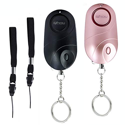 2 alarmas de bolsillo, alarma personal de seguridad y emergencia con sirena de140 decibelios y luces LED, buzzer de prevención del delito para niños, mayores y mujeres.