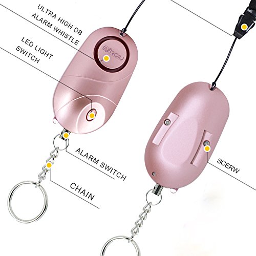 2 alarmas de bolsillo, alarma personal de seguridad y emergencia con sirena de140 decibelios y luces LED, buzzer de prevención del delito para niños, mayores y mujeres.