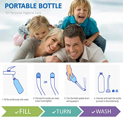 2 bidés portátil – botella de 500 ml – 17 onzas – Bidé portátil para ducha, viaje, bidé para mujeres adultas, cuidado posparto, hemorroides, recuperación post-cirugía, mamá, bebé nuevo y anciano