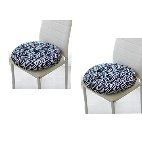 2 cojines de asiento acolchados redondos, almohadillas de asiento para sillas de interior y exterior, jardín, patio, cocina y oficina (G)