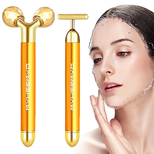 2-EN-1 Beauty Bar 24k Golden Facial Masajeador facial, Eléctrico Masajeador Para Frente, Mejilla, Cuello, Brazo, Ojos, Nariz