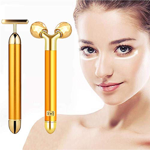 2-EN-1 Beauty Bar 24k Golden Facial Masajeador facial, Eléctrico Masajeador Para Frente, Mejilla, Cuello, Brazo, Ojos, Nariz